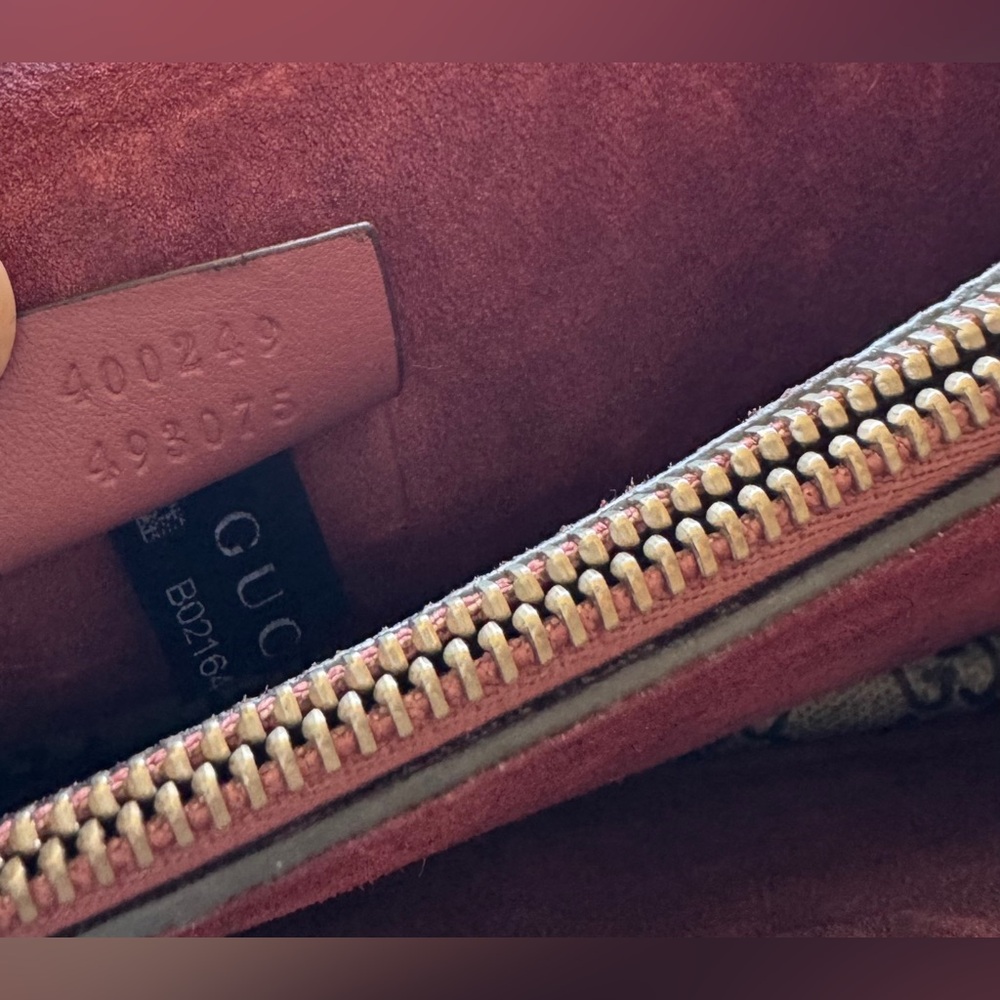Gucci Beige GG Supreme Dionysus Bloom Shoulder Bag with Pink & Burgundy Accents - Picture 11 of 16